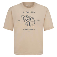 Cleveland Guardians Levelwear Crossway Oversized Luxe Signature Knit T-Shirt Khaki