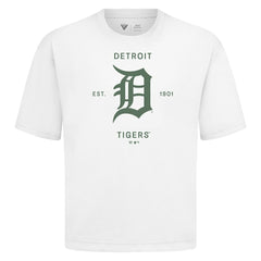 Detroit Tigers Levelwear Crossway Oversized Luxe Signature Knit T-Shirt White
