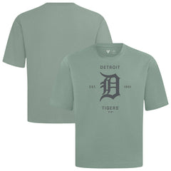 Detroit Tigers Levelwear Crossway Oversized Luxe Signature Knit T-Shirt Green
