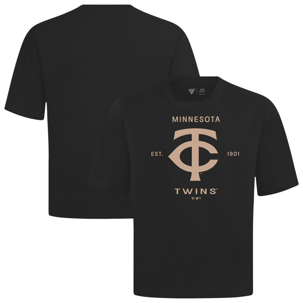 Minnesota Twins Levelwear Crossway Oversized Luxe Signature Knit T-Shirt Black