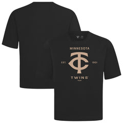 Minnesota Twins Levelwear Crossway Oversized Luxe Signature Knit T-Shirt Black