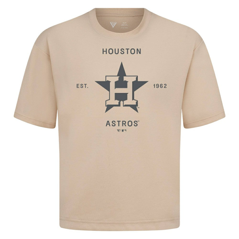 Houston Astros Levelwear Crossway Oversized Luxe Signature Knit T-Shirt Khaki