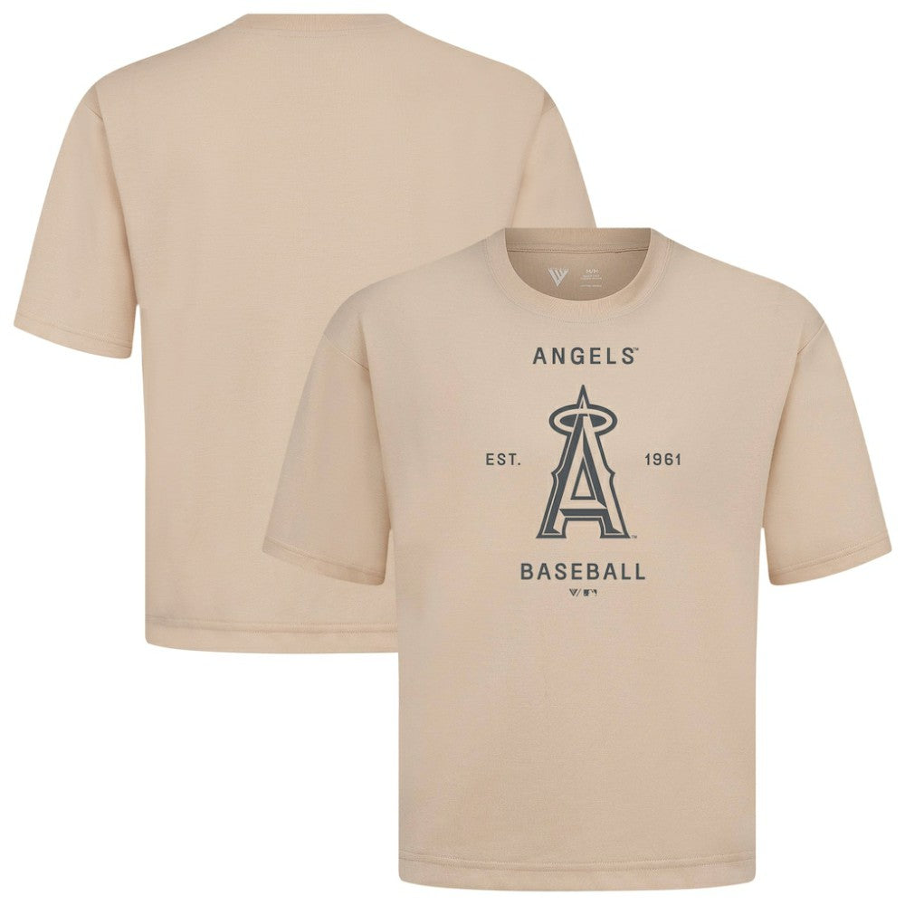 Los Angeles Angels Levelwear Crossway Oversized Luxe Signature Knit T-Shirt Khaki
