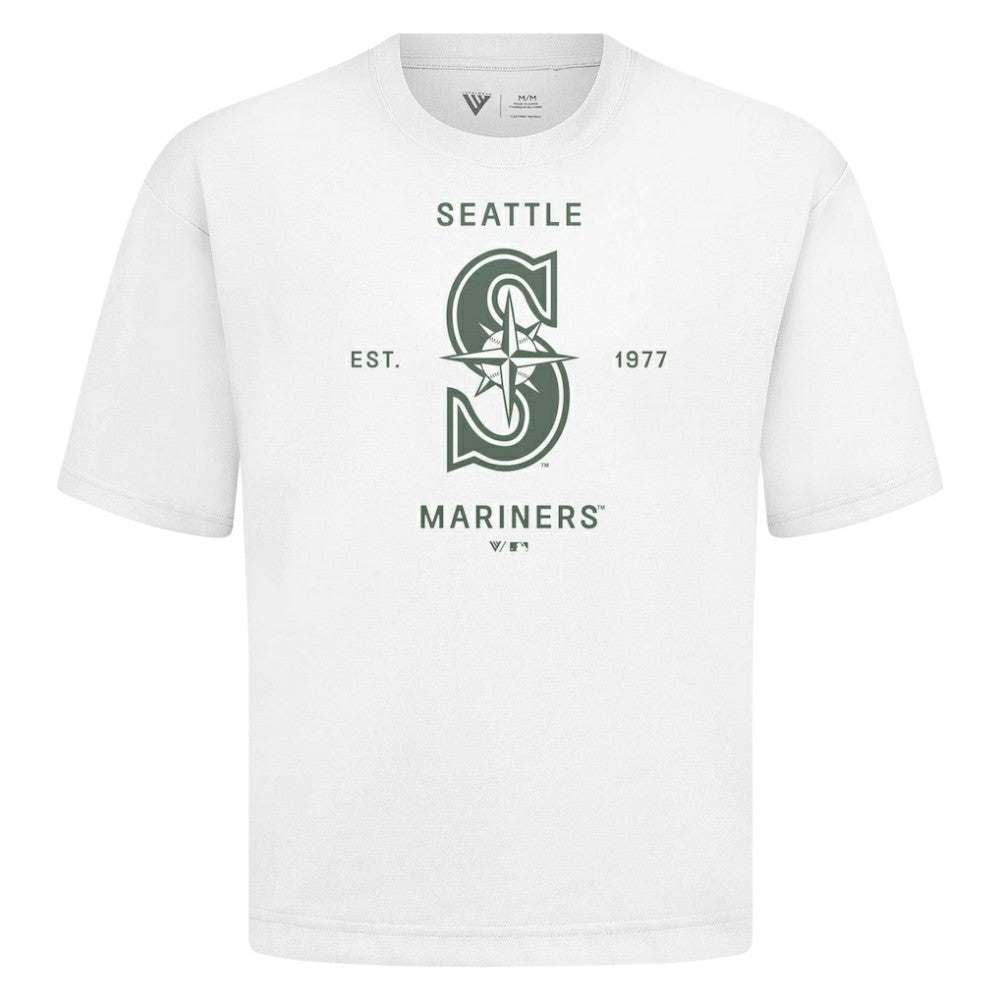 Seattle Mariners Levelwear Crossway Oversized Luxe Signature Knit T-Shirt White