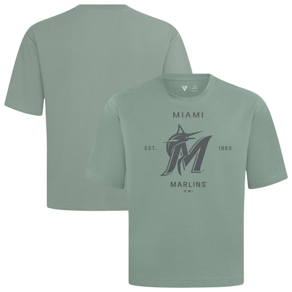 Miami Marlins Levelwear Crossway Oversized Luxe Signature Knit T-Shirt Green