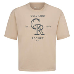 Colorado Rockies Levelwear Crossway Oversized Luxe Signature Knit T-Shirt Khaki