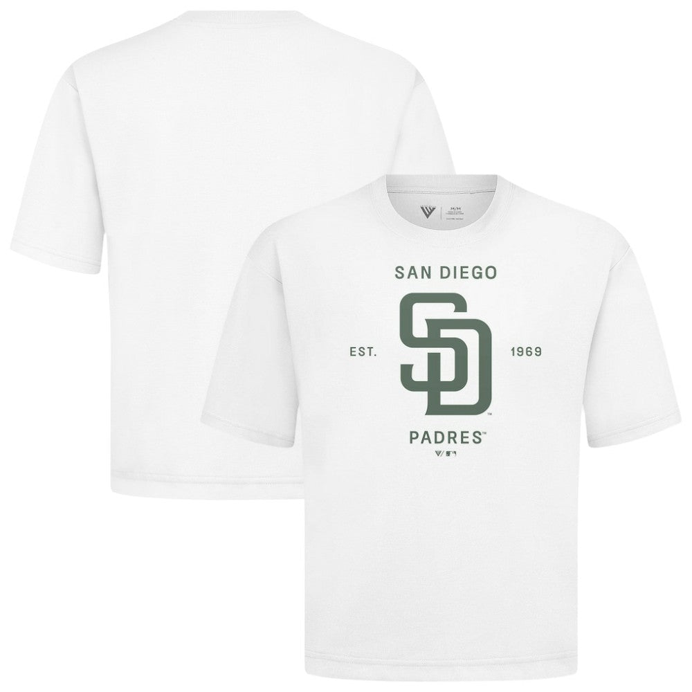 San Diego Padres Levelwear Crossway Oversized Luxe Signature Knit T-Shirt White