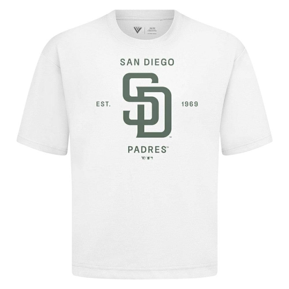 San Diego Padres Levelwear Crossway Oversized Luxe Signature Knit T-Shirt White