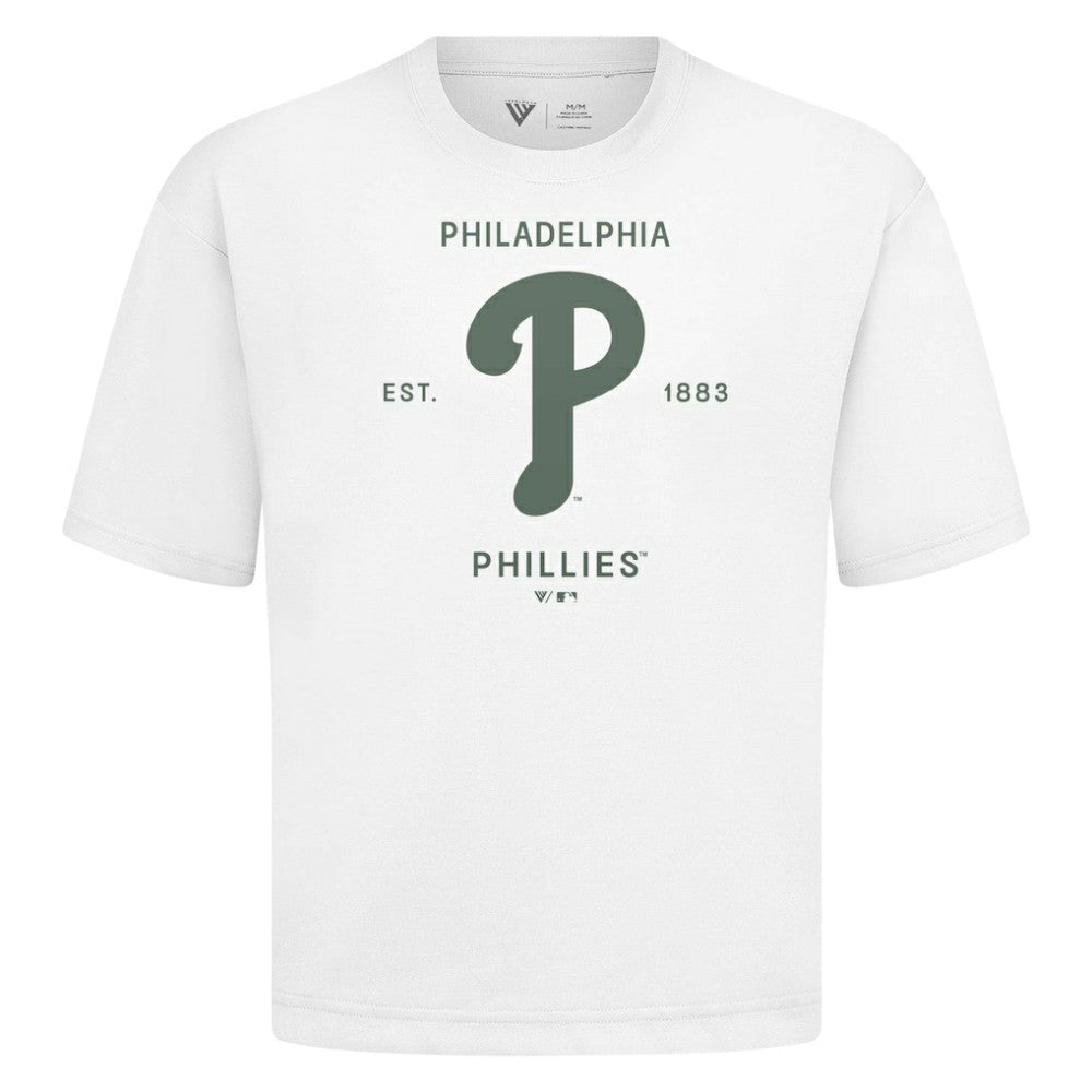 Philadelphia Phillies Levelwear Crossway Oversized Luxe Signature Knit T-Shirt White