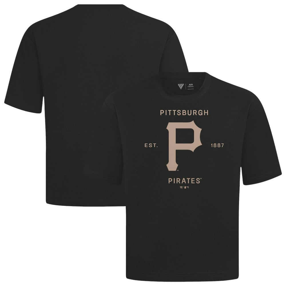 Pittsburgh Pirates Levelwear Crossway Oversized Luxe Signature Knit T-Shirt Black