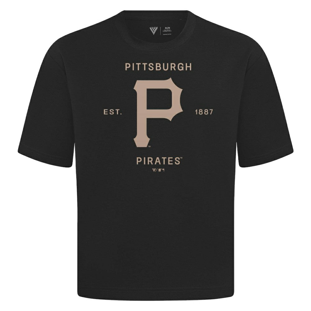 Pittsburgh Pirates Levelwear Crossway Oversized Luxe Signature Knit T-Shirt Black