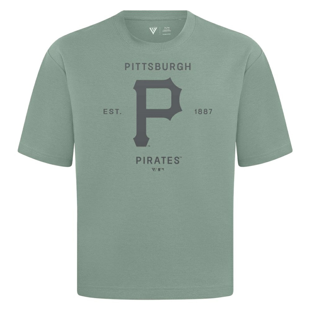 Pittsburgh Pirates Levelwear Crossway Oversized Luxe Signature Knit T-Shirt Green