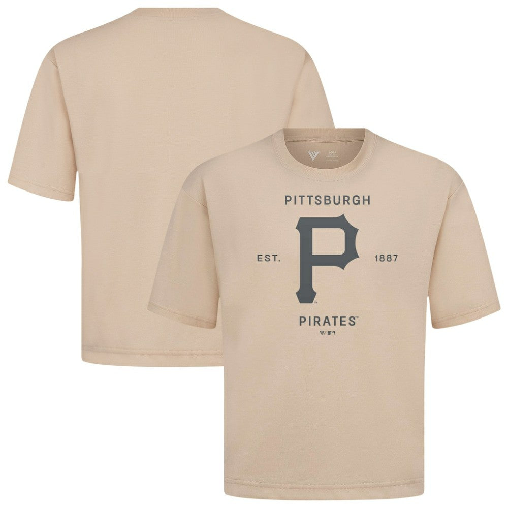Pittsburgh Pirates Levelwear Crossway Oversized Luxe Signature Knit T-Shirt Khaki
