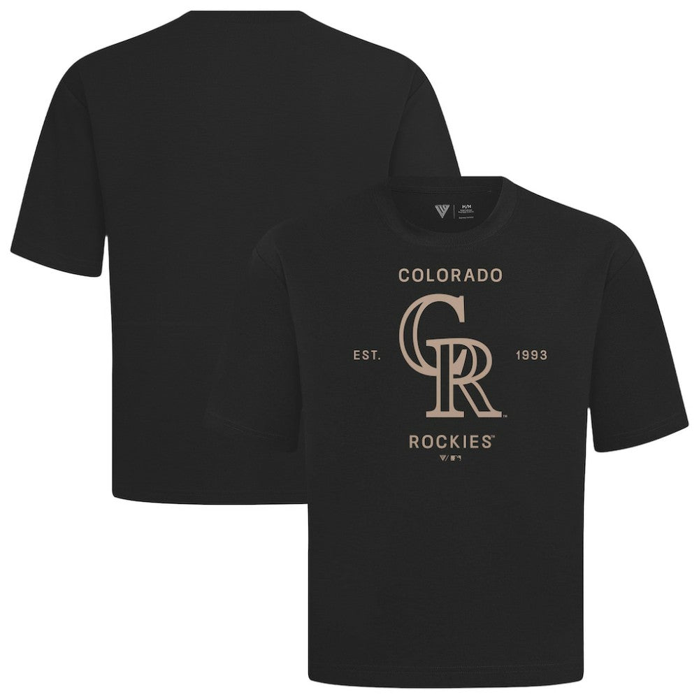 Colorado Rockies Levelwear Crossway Oversized Luxe Signature Knit T-Shirt Black
