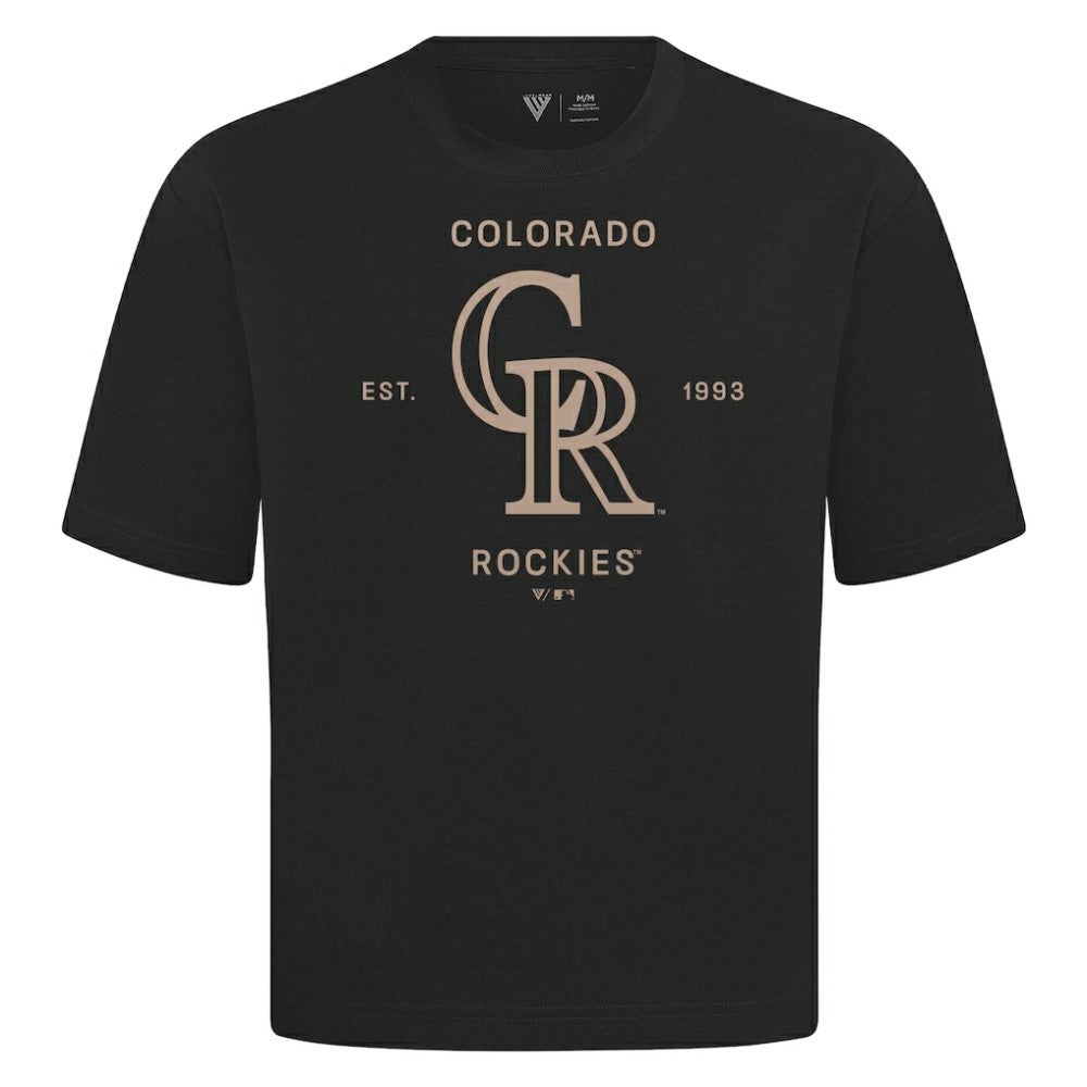 Colorado Rockies Levelwear Crossway Oversized Luxe Signature Knit T-Shirt Black