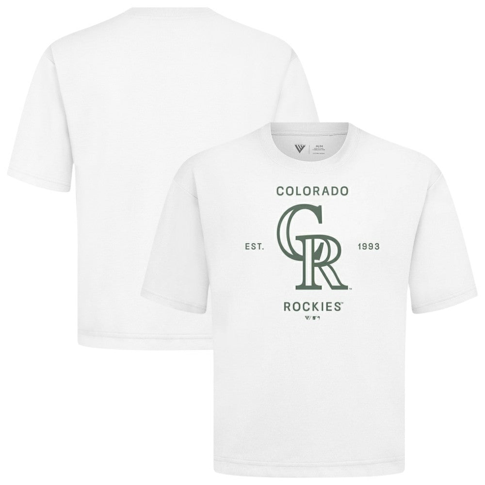 Colorado Rockies Levelwear Crossway Oversized Luxe Signature Knit T-Shirt White