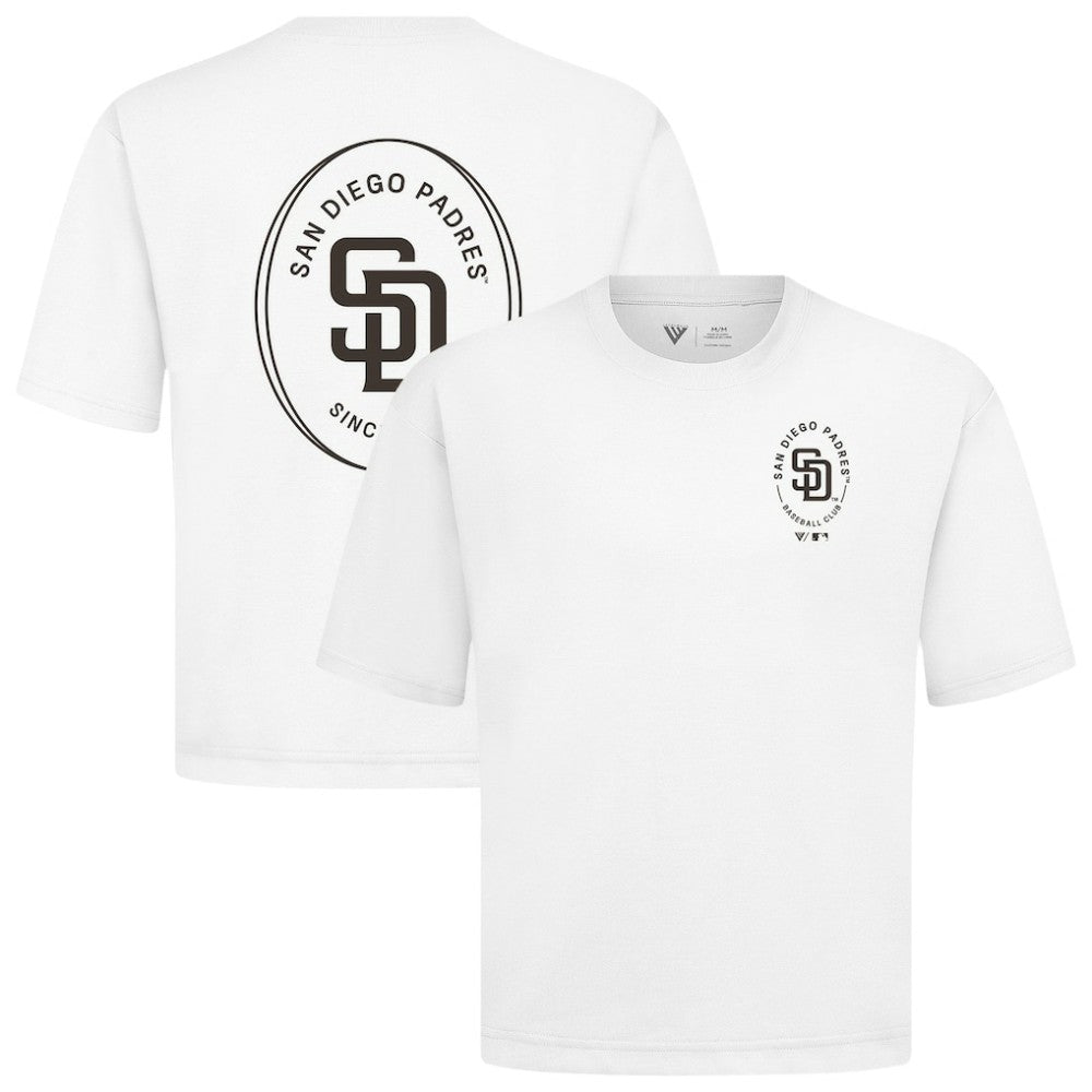 San Diego Padres Levelwear Signet Oversized Luxe Signature Knit T-Shirt White