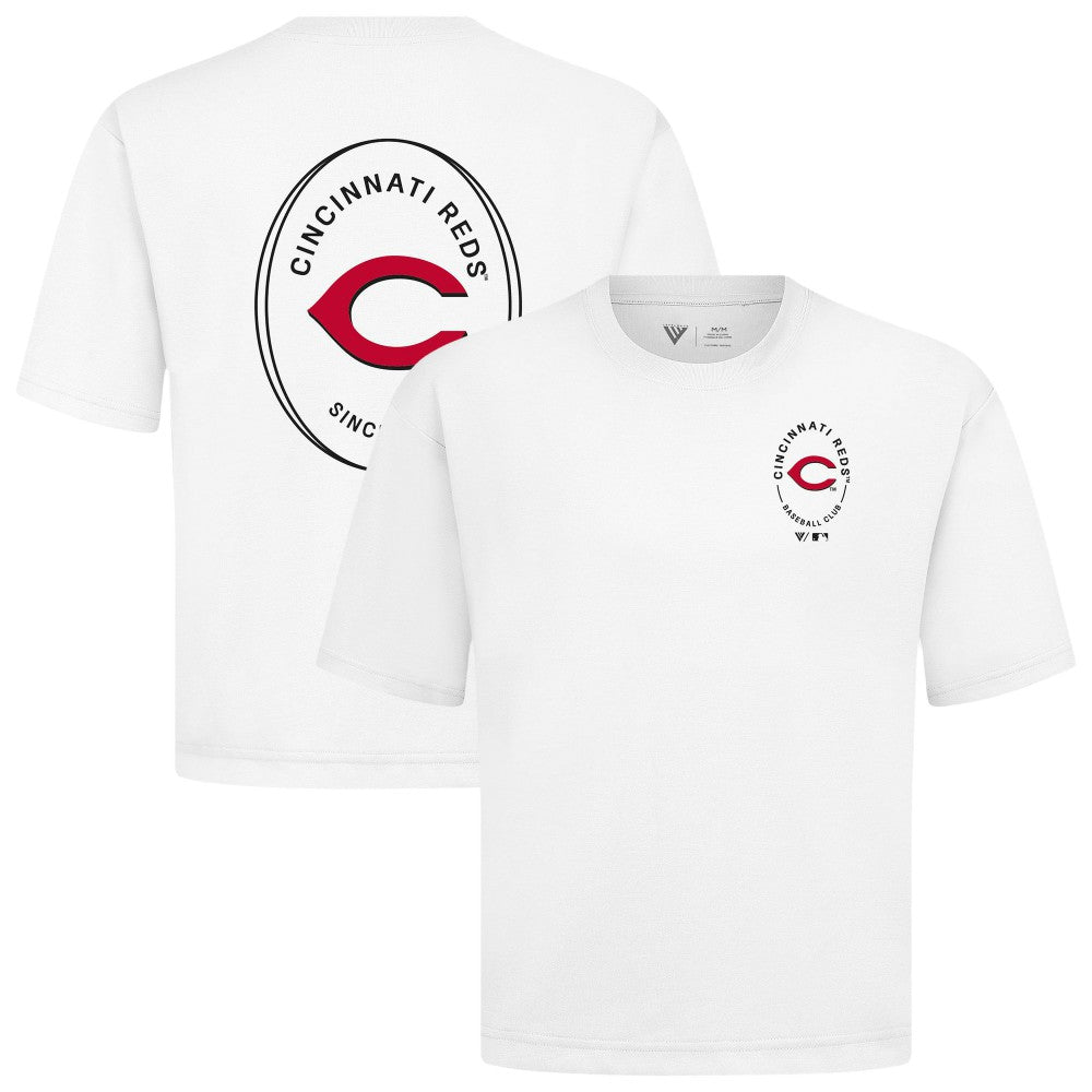Cincinnati Reds Levelwear Signet Oversized Luxe Signature Knit T-Shirt White