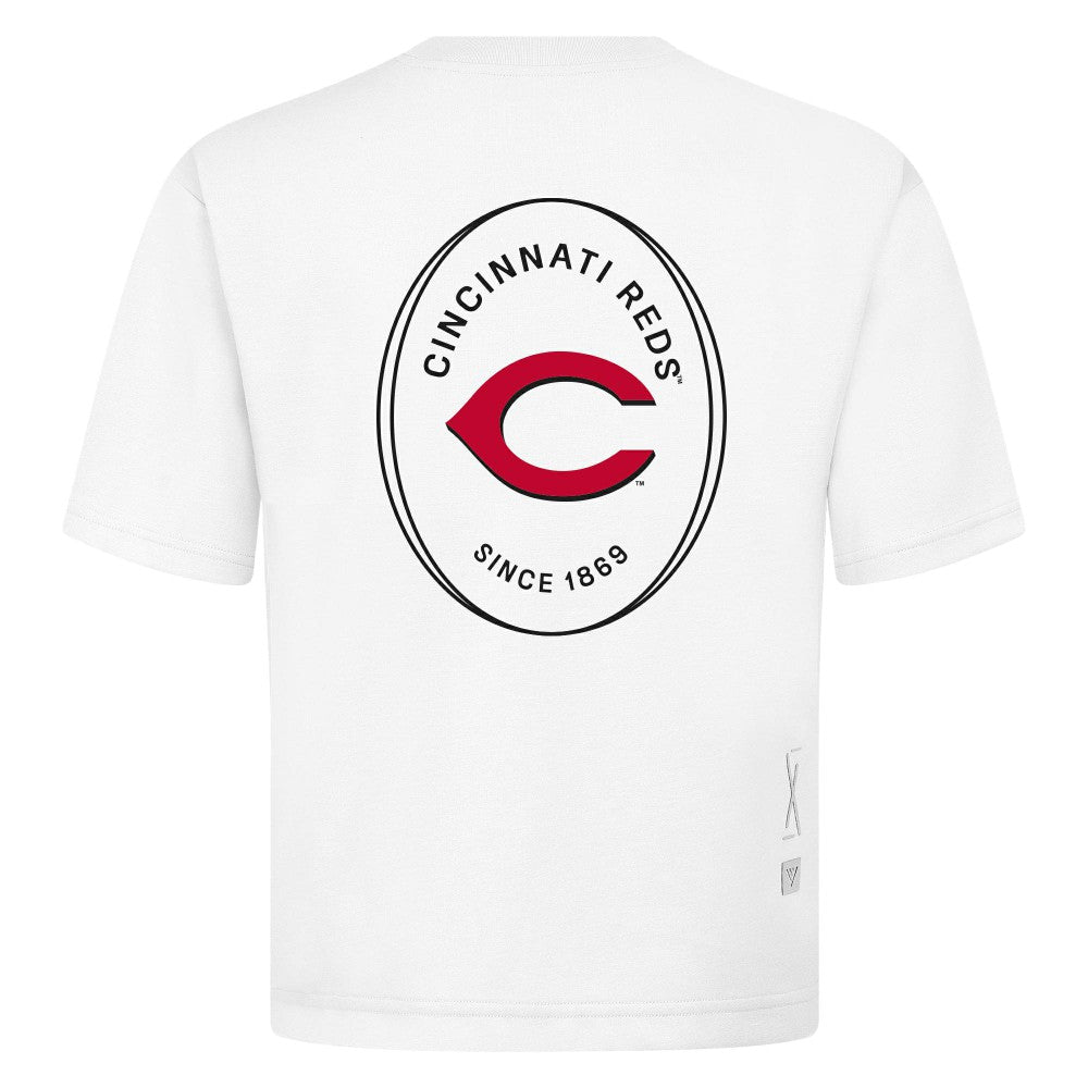 Cincinnati Reds Levelwear Signet Oversized Luxe Signature Knit T-Shirt White