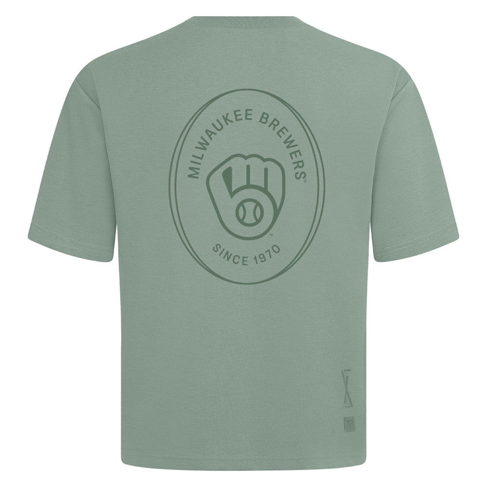 Milwaukee Brewers Levelwear Signet Oversized Luxe Signature Knit T-Shirt Green