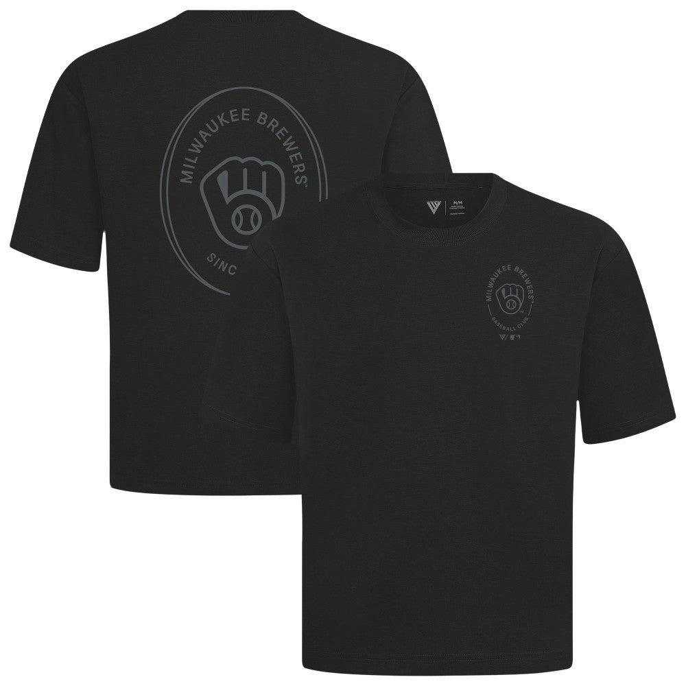 Milwaukee Brewers Levelwear Signet Oversized Luxe Signature Knit T-Shirt Black