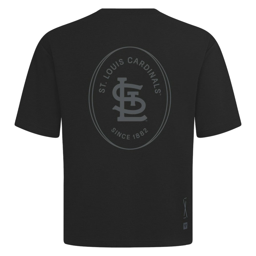 St. Louis Cardinals Levelwear Signet Oversized Luxe Signature Knit T-Shirt Black