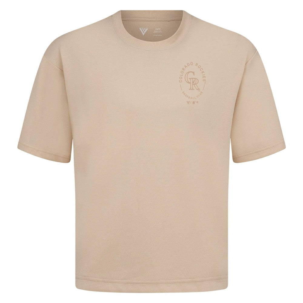Colorado Rockies Levelwear Signet Oversized Luxe Signature Knit T-Shirt Khaki