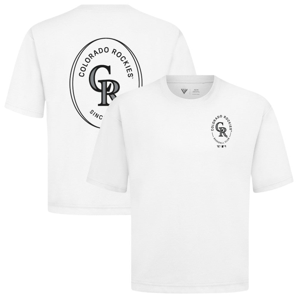 Colorado Rockies Levelwear Signet Oversized Luxe Signature Knit T-Shirt White