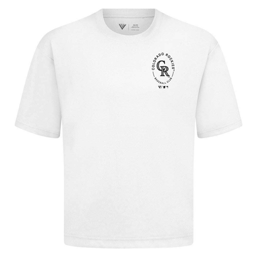 Colorado Rockies Levelwear Signet Oversized Luxe Signature Knit T-Shirt White