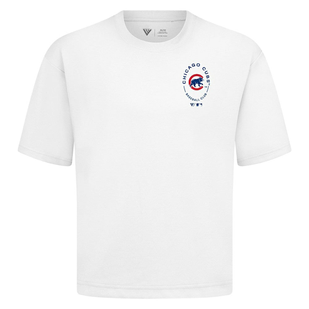 Chicago Cubs Levelwear Signet Oversized Luxe Signature Knit T-Shirt White