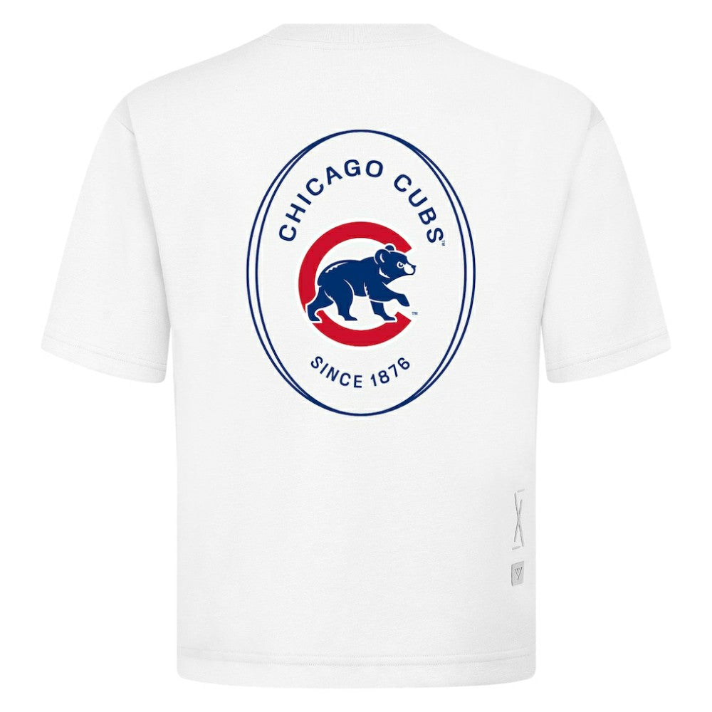 Chicago Cubs Levelwear Signet Oversized Luxe Signature Knit T-Shirt White