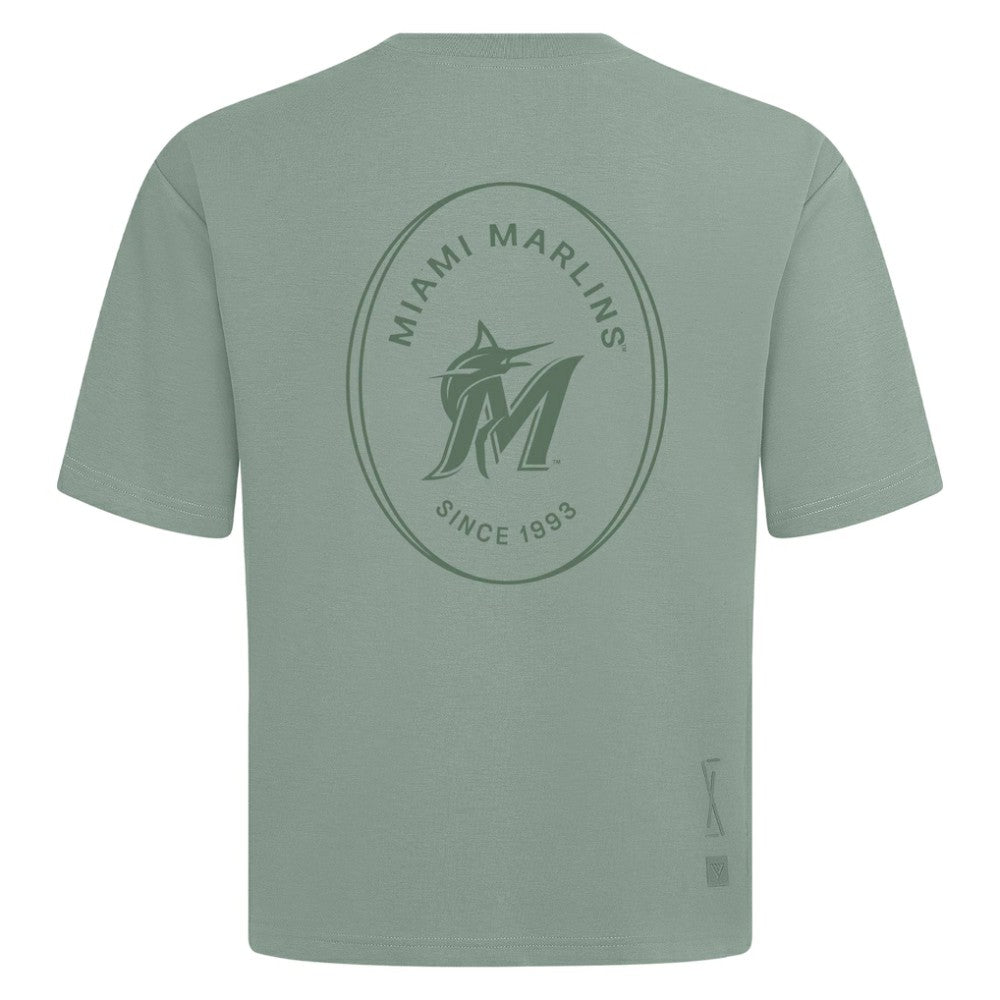Miami Marlins Levelwear Signet Oversized Luxe Signature Knit T-Shirt Green