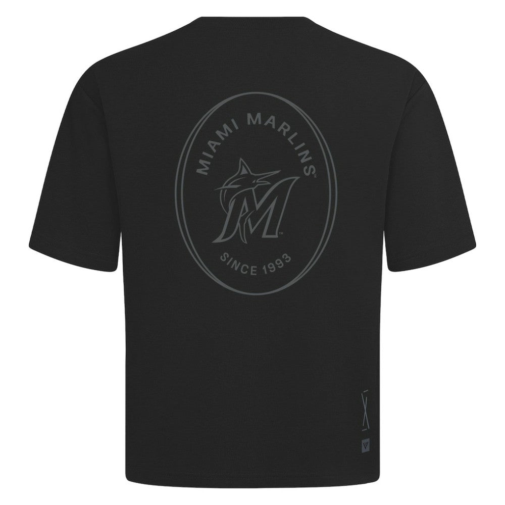Miami Marlins Levelwear Signet Oversized Luxe Signature Knit T-Shirt Black