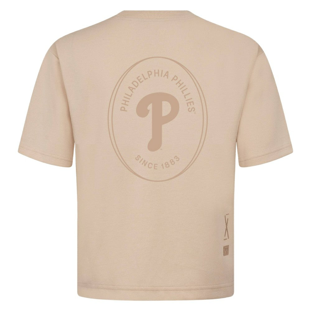 Philadelphia Phillies Levelwear Signet Oversized Luxe Signature Knit T-Shirt Khaki