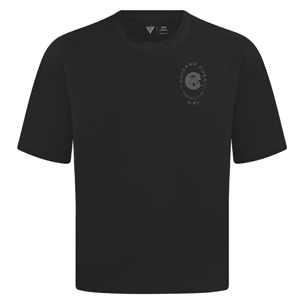 Chicago Cubs Levelwear Signet Oversized Luxe Signature Knit T-Shirt Black