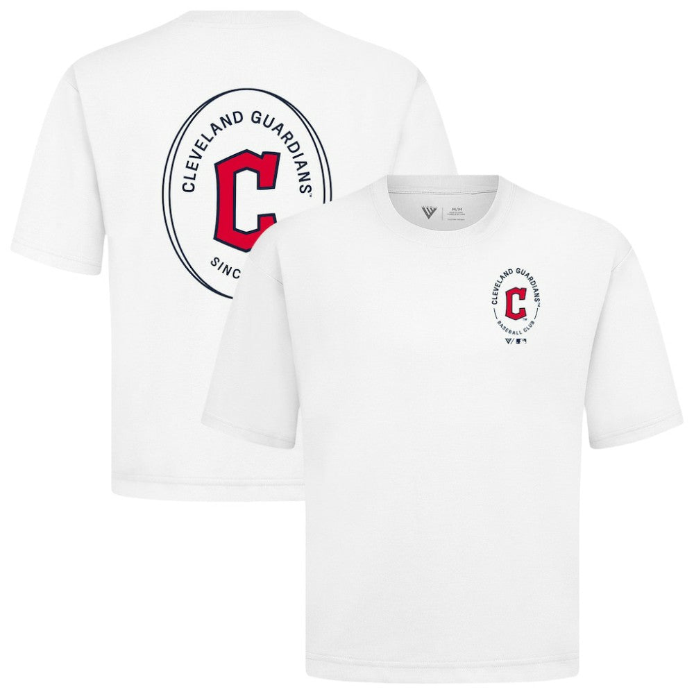 Cleveland Guardians Levelwear Signet Oversized Luxe Signature Knit T-Shirt White