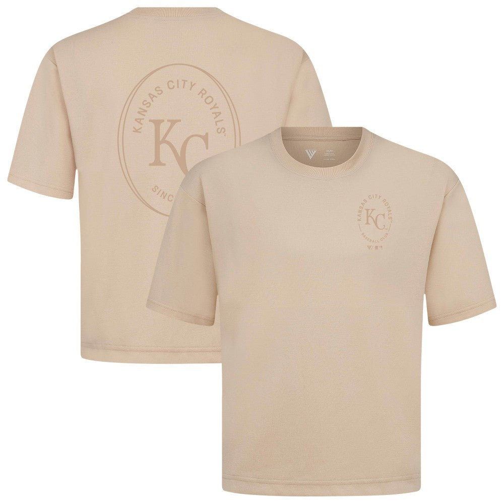 Kansas City Royals Levelwear Signet Oversized Luxe Signature Knit T-Shirt Khaki