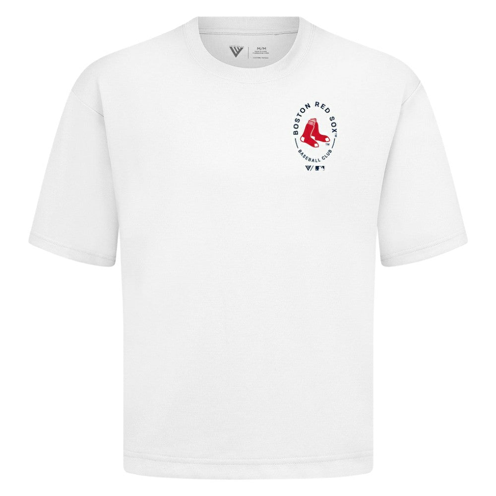 Boston Red Sox Levelwear Signet Oversized Luxe Signature Knit T-Shirt White
