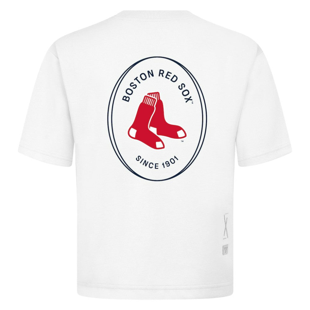 Boston Red Sox Levelwear Signet Oversized Luxe Signature Knit T-Shirt White