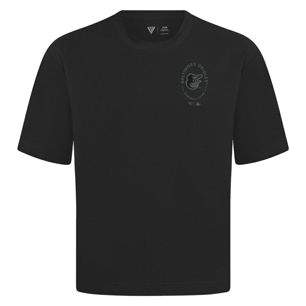 Baltimore Orioles Levelwear Signet Oversized Luxe Signature Knit T-Shirt Black