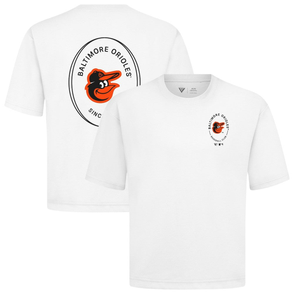 Baltimore Orioles Levelwear Signet Oversized Luxe Signature Knit T-Shirt White