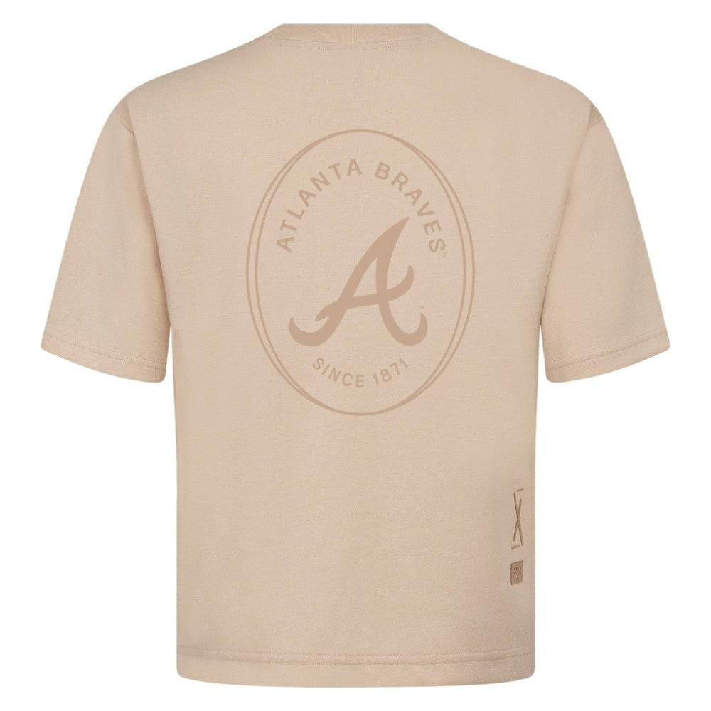 Atlanta Braves Levelwear Register Oversized Luxe Signature Knit T-Shirt Khaki