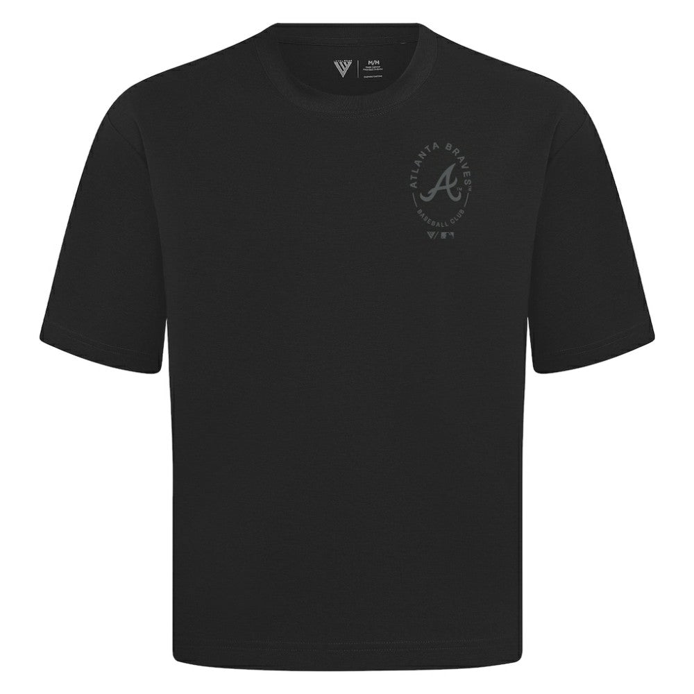 Atlanta Braves Levelwear Register Oversized Luxe Signature Knit T-Shirt Black