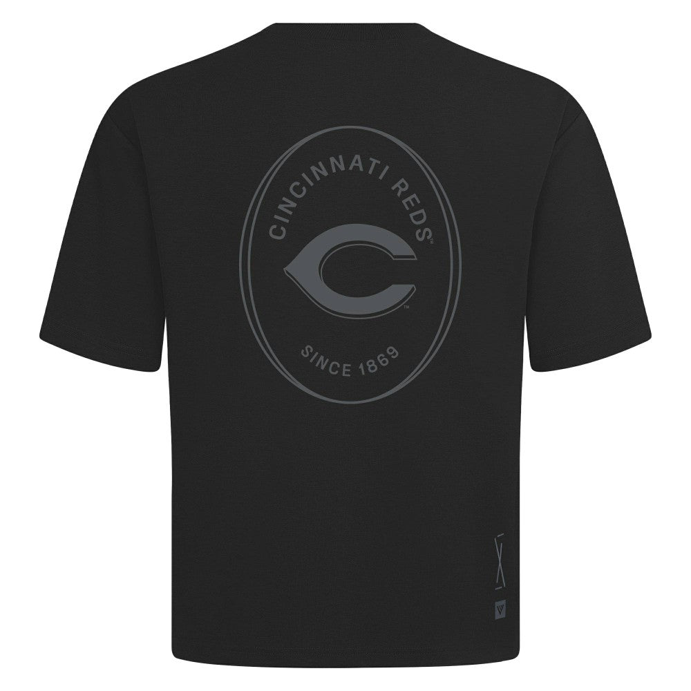 Cincinnati Reds Levelwear Register Oversized Luxe Signature Knit T-Shirt Black