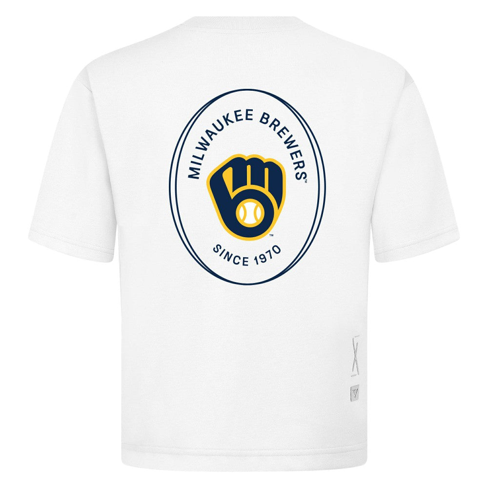Milwaukee Brewers Levelwear Register Oversized Luxe Signature Knit T-Shirt White
