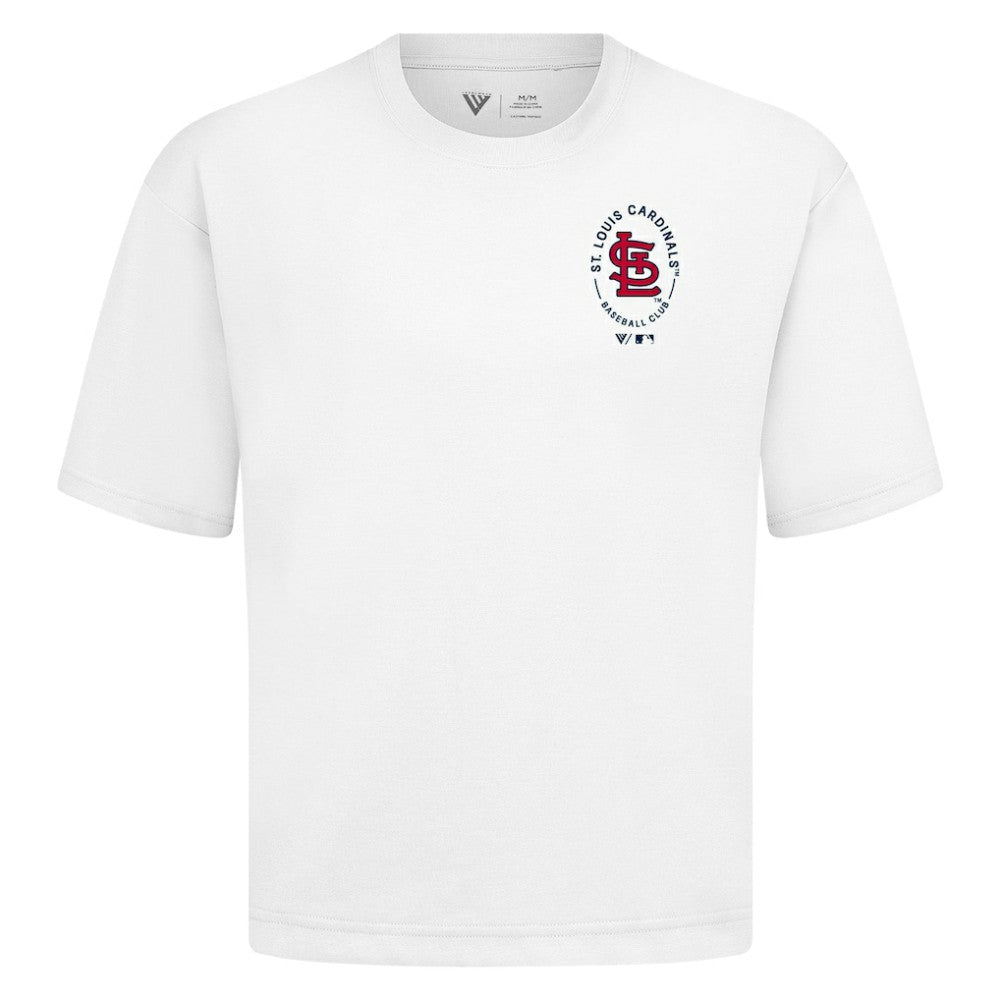 St. Louis Cardinals Levelwear Register Oversized Luxe Signature Knit T-Shirt White