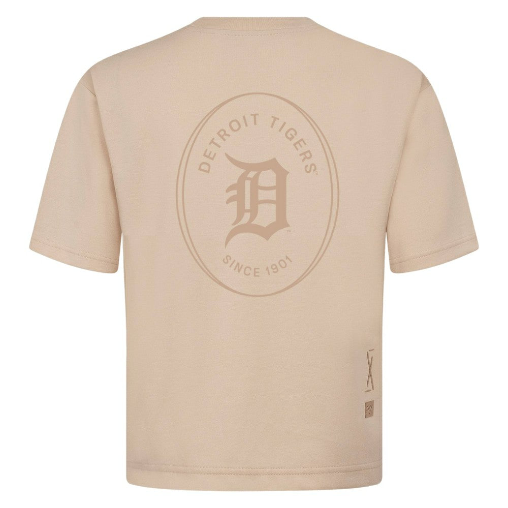 Detroit Tigers Levelwear Register Oversized Luxe Signature Knit T-Shirt Khaki