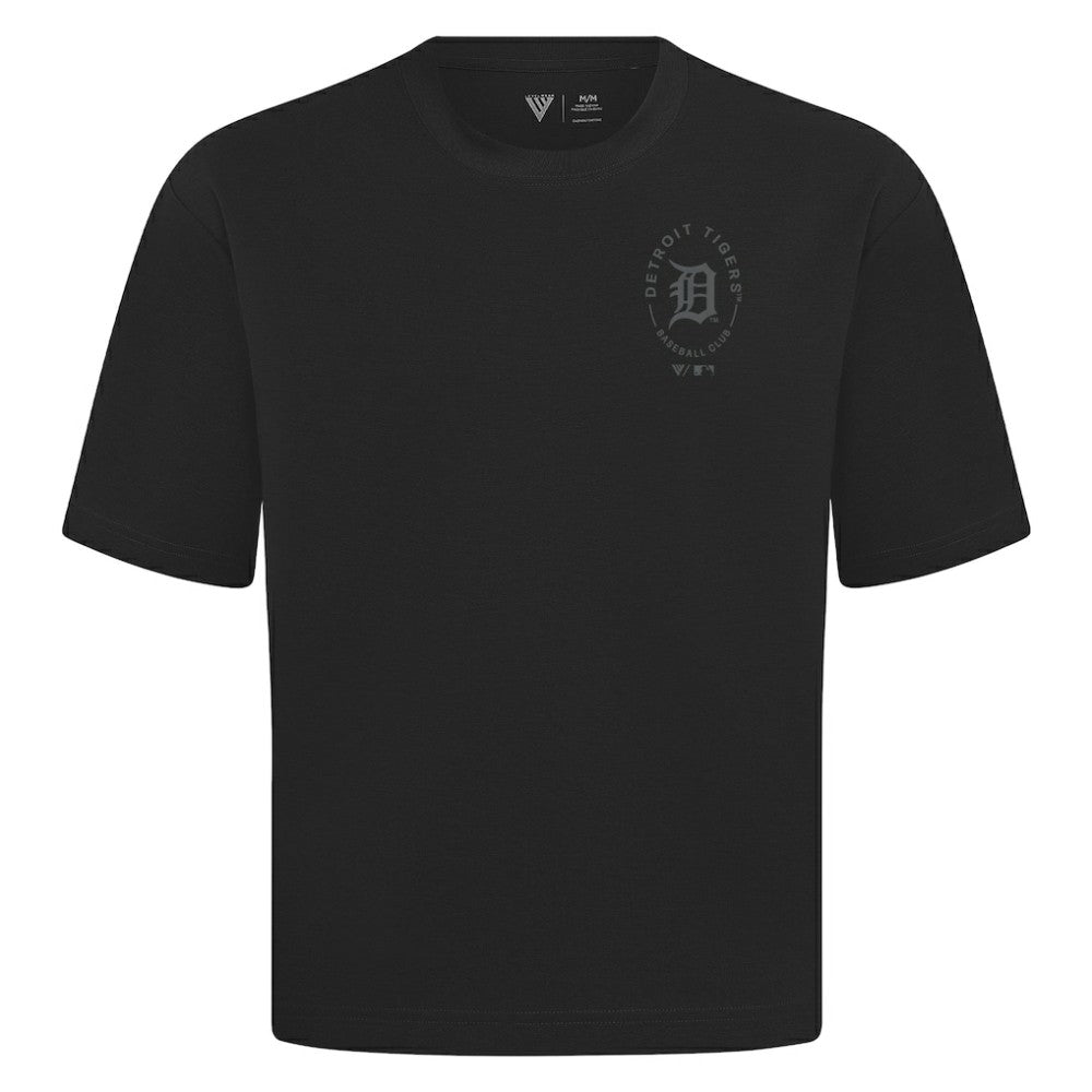 Detroit Tigers Levelwear Register Oversized Luxe Signature Knit T-Shirt Black