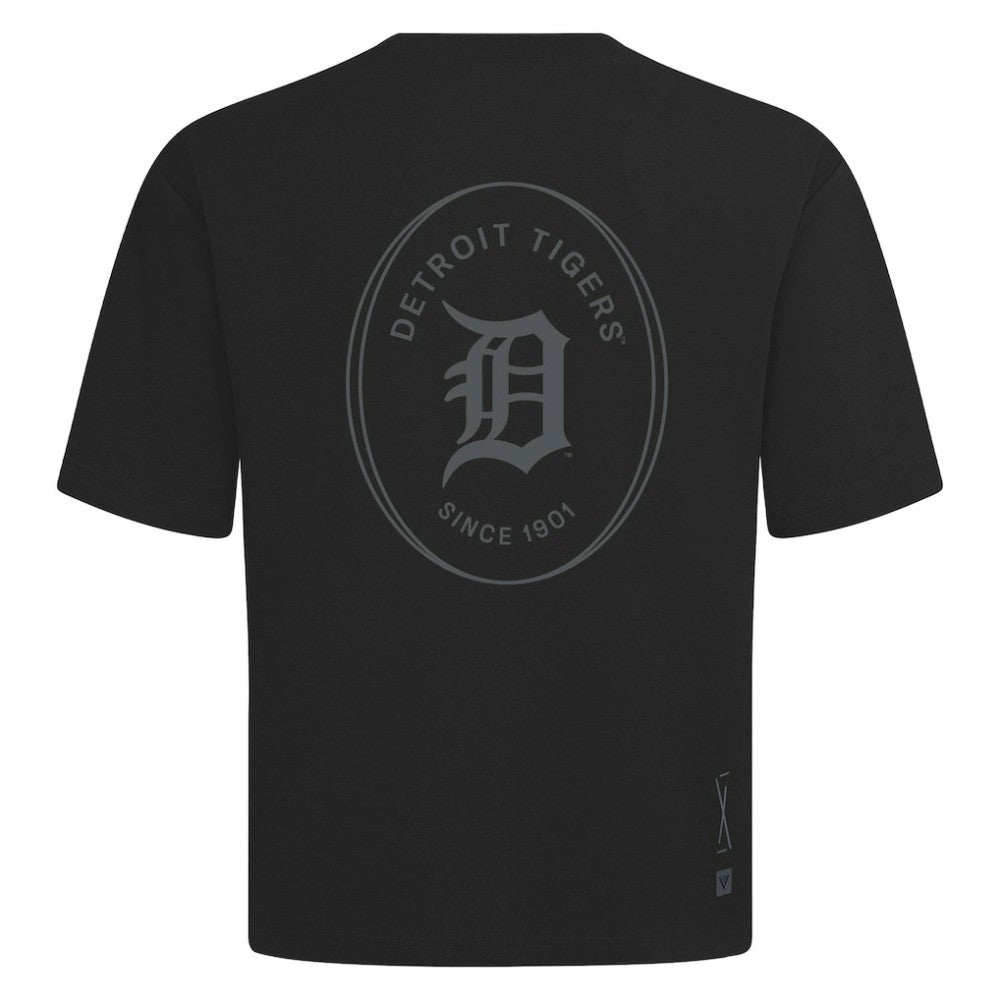 Detroit Tigers Levelwear Register Oversized Luxe Signature Knit T-Shirt Black