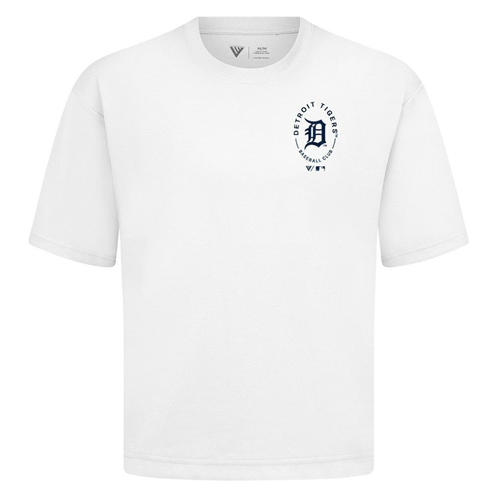 Detroit Tigers Levelwear Register Oversized Luxe Signature Knit T-Shirt White